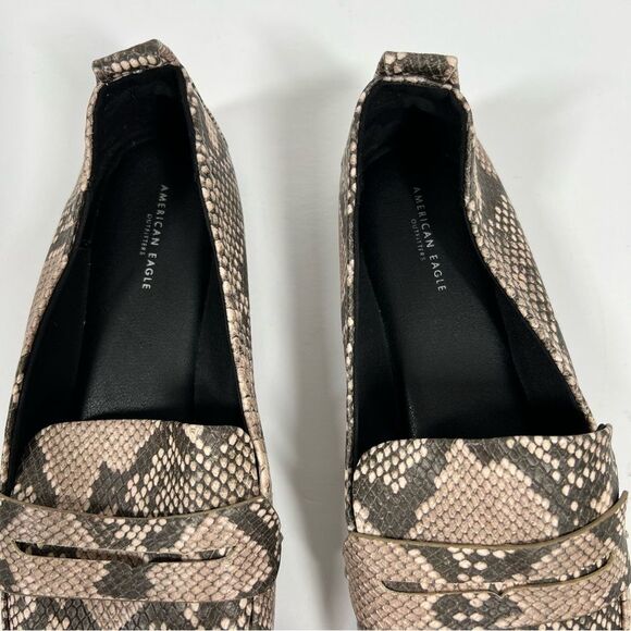American Eagle Women’s Size 11 Beige Brown Animal Snake Skin Print Loafer Flat - Picture 4 of 9